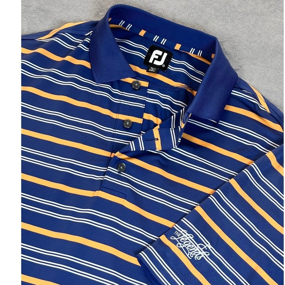FootJoy Mens ProDry Striped Golf‎ Polo Shirt Blue Orange The Legends Sz Med